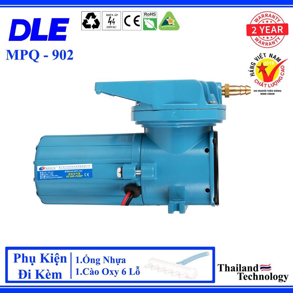 Máy sủi thổi khí oxy 18W Resun MPQ-902 [Kèm Phụ Kiện Đầy Đủ] Chạy Bình Ắc Quy 12V. Phụ Kiện Hồ Cá Máy Sủi Công Nghiệp