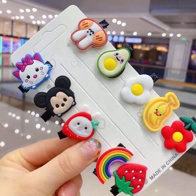 Set 10 kẹp tóc hoạt hình đáng yêu cho bé