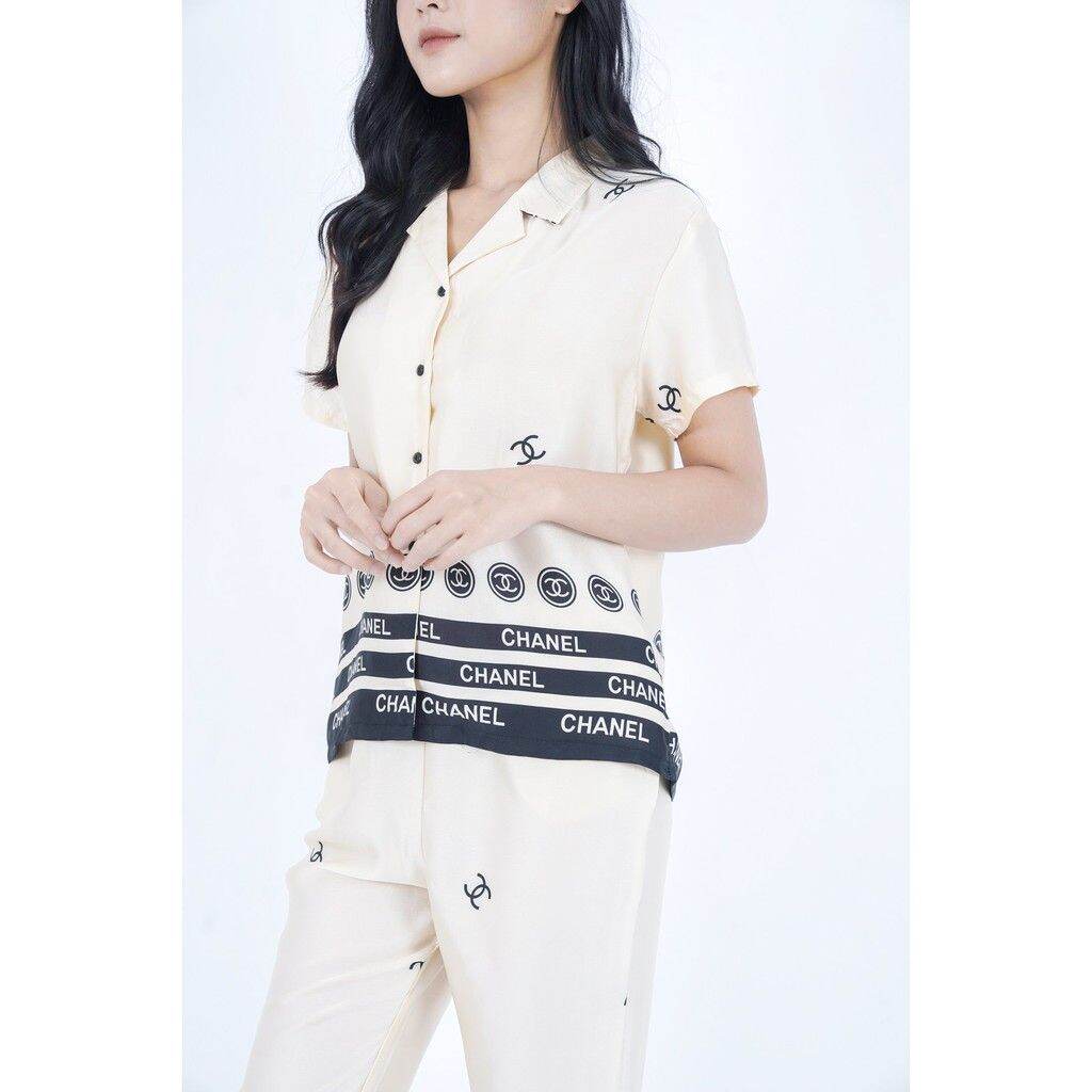 Bộ Pijama Lụa Satin Phối Chân Cộc Dài