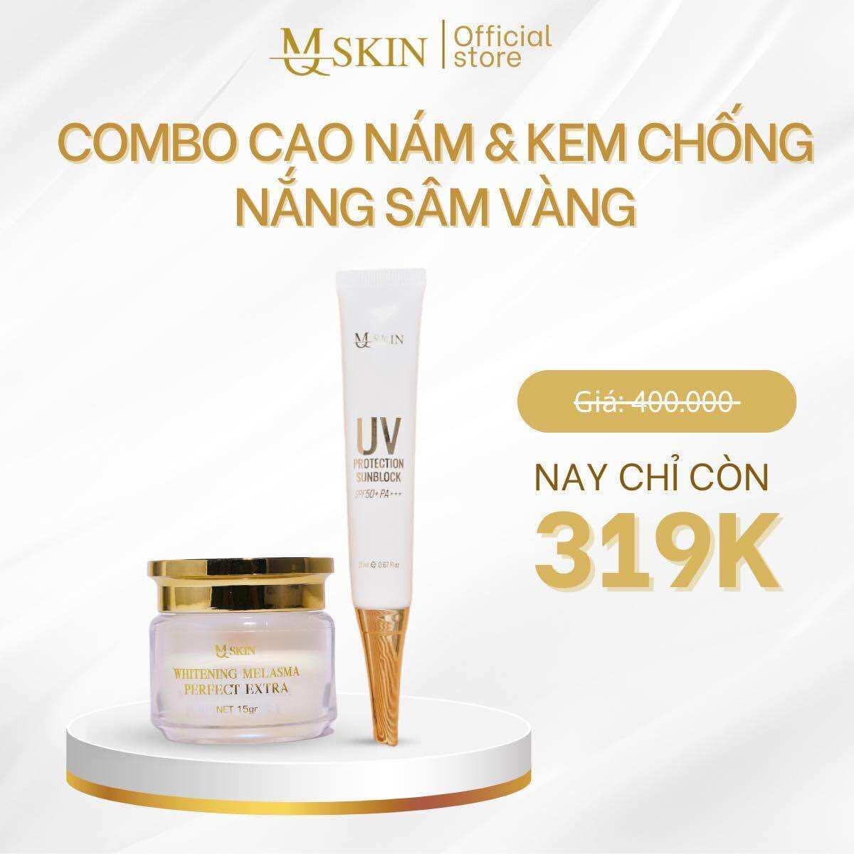 Combo kem nám + chống nắng sâm vàng MQ Skin