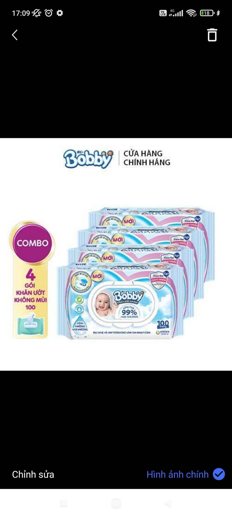 Combo 6 gói khăn ướt bobby nano kháng khuẩn bạc[ bao bì mới]
