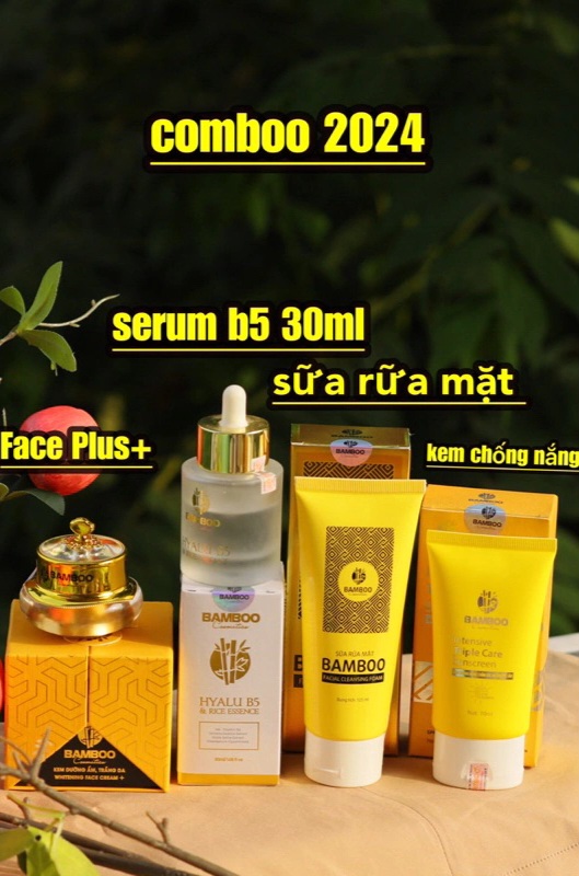 Combo Kem Face Plus+ , Serum, Sữa rửa mặt, kem chống nắng Bamboo