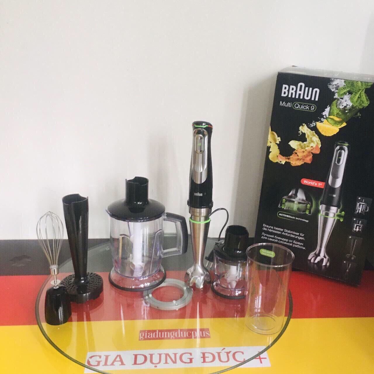 Máy xay cầm tay Braun MQ9047X APERITIVE; Cối xay sinh tố; cối xay thịt, cua, hạt; Đầu đánh trứng; Đầu ép củ quả ăn dặm. Bảo hành 12 tháng
