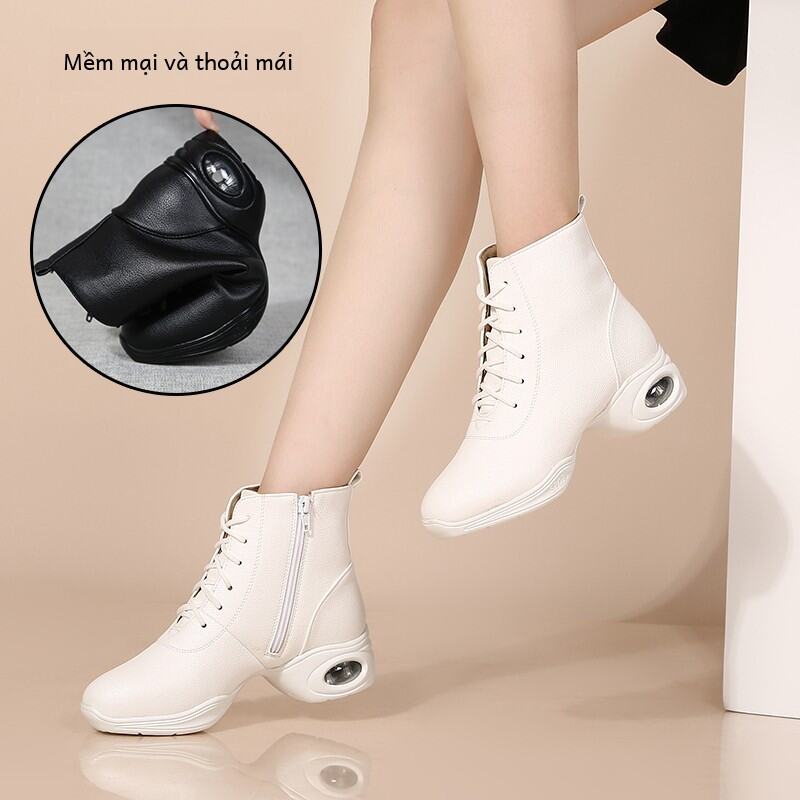 Giày Khiêu Vũ Ngoài Trời Bằng Da Thật Cho Nữ Giày Khiêu Vũ Ba Bước Đế Mềm Giày Khiêu Vũ Thủy Thủ Cho Người Lớn