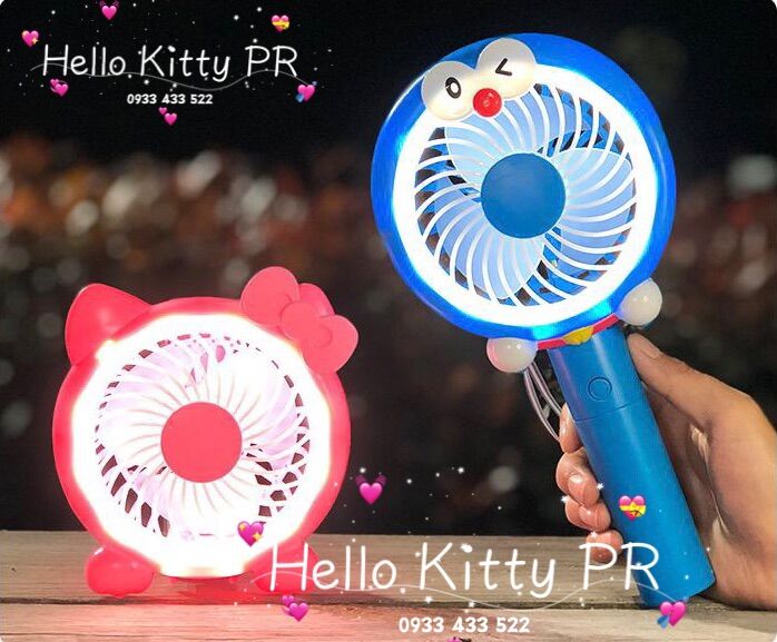 Quạt sạc tích điện mini Hello Kitty Doremon Doraemon