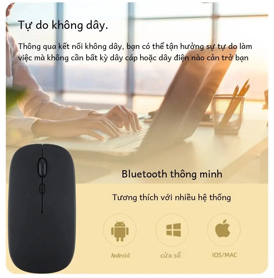 Màu Kẹo Chuột Bluetooth Không Dây Im Lặng 2.4G 1200dpi Sạc USB Chế Độ Kép Cho PC Laptop Notebook - Chuột Chơi Game Di Động. 