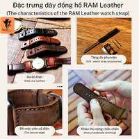 Dây da đồng hồ Siêu bền Da Bò Màu Nâu Sáng RAM Leather D33