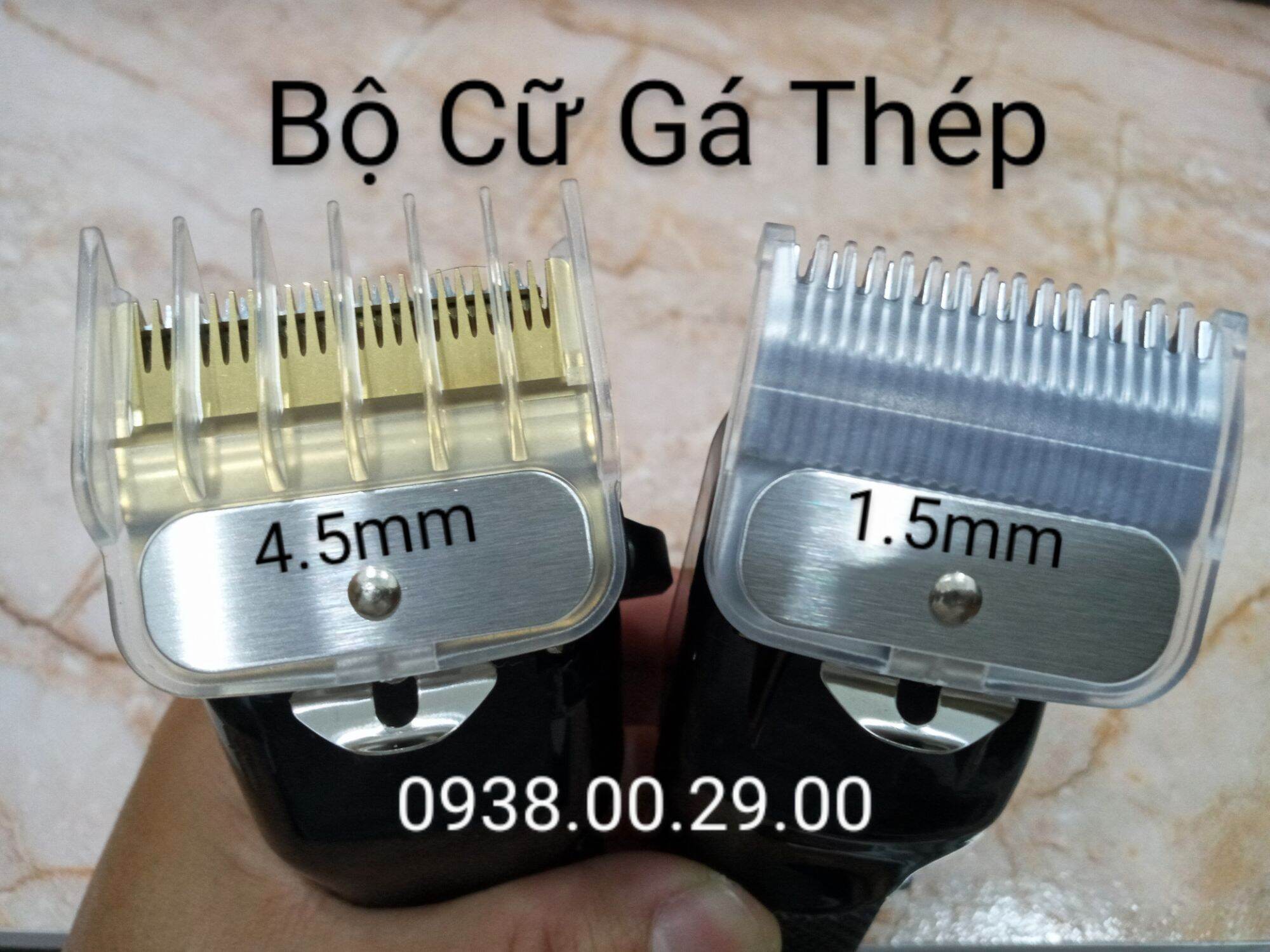 Cữ Thép Barber 1.5mm Và 4.5mm Loại Tốt. Bộ 2 Cữ Gá Thép Lắp Cho Tông Đơ Kemei, Surker, Jame. (Ảnh thật)