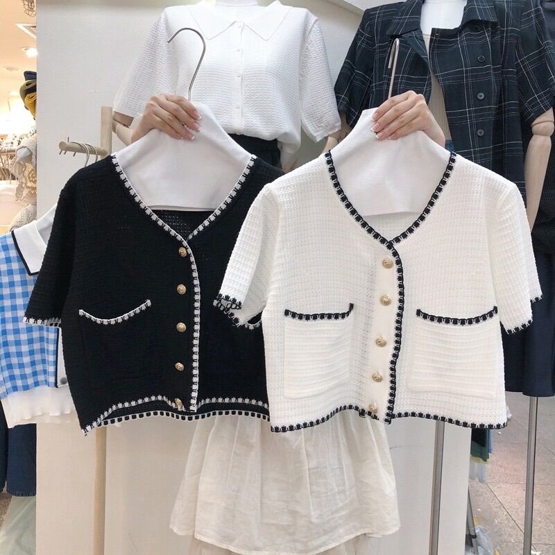 Áo kiểu ren 5 cúc vàng tiểu thư REN2