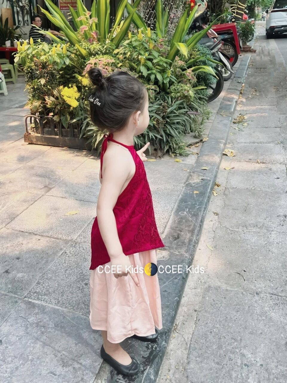 Set áo yếm lụa phối váy cho bé gái 8-22kg - váy trung thu cho bé gái - váy bé gái