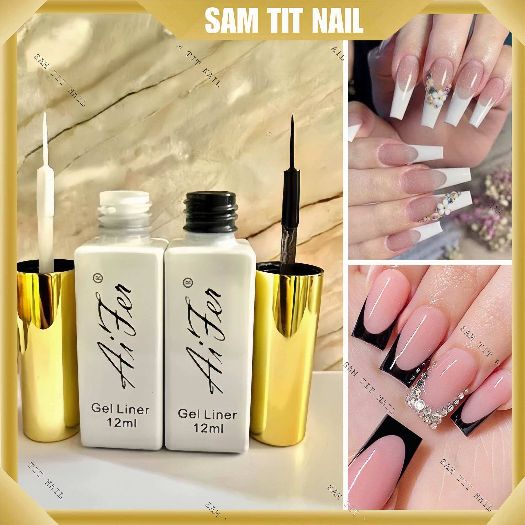 Sơn phen đầu móng trắng đen - Sơn aifer cọ nét - Gel vẽ nét trắng đen