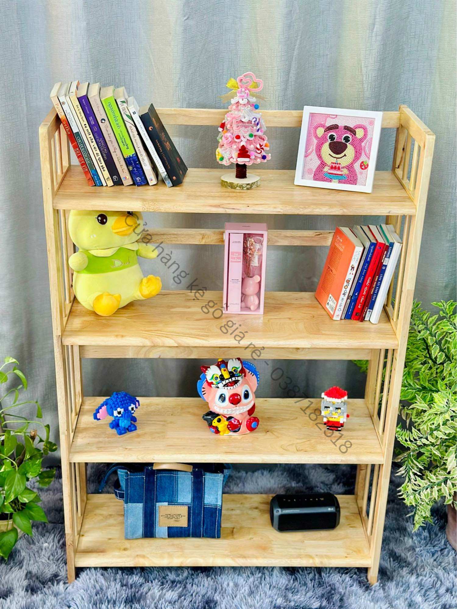 Kệ sách gỗ 4 tầng rộng 1m, 100cm sâu 28cm cao 120cm