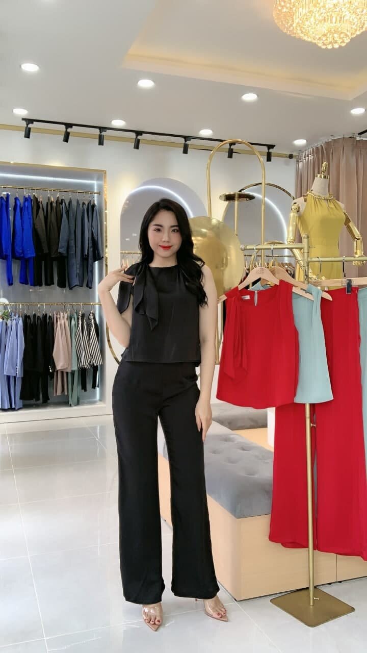 Bộ Jum dài ống suông thắt nơ cổ
