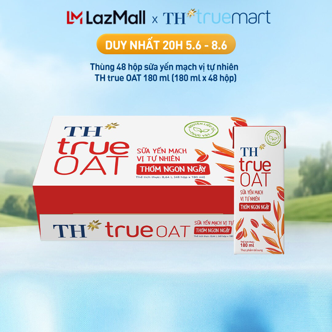 Thùng sữa yến mạch TH true OAT vị tự nhiên 180ml (48 Hộp)