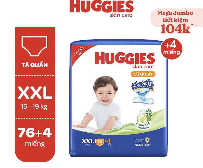 Tả quần Hugies skincare XXL80 miếng siêu thấm