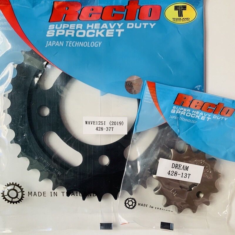 Honda Wave 125i Thailand Nhông 13T 14T 15T - Dĩa 37T Recto Chuẩn 428 + Sên DID 428D 108L 9 Ly Đen Made in Japan
