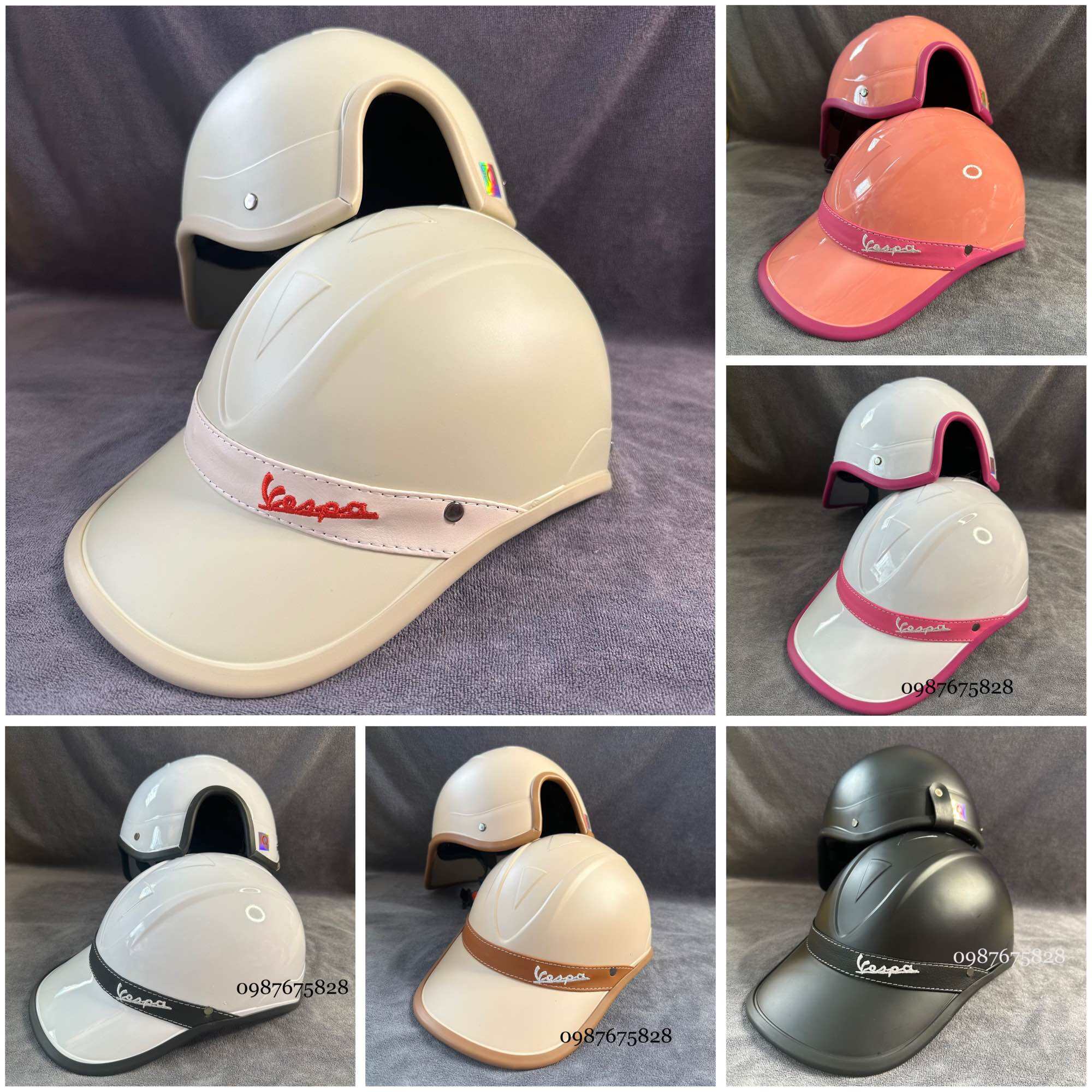 Nón bảo hiểm kết đai da vespa màu mới NAm/Nữ chất lượng Giá Sỉ