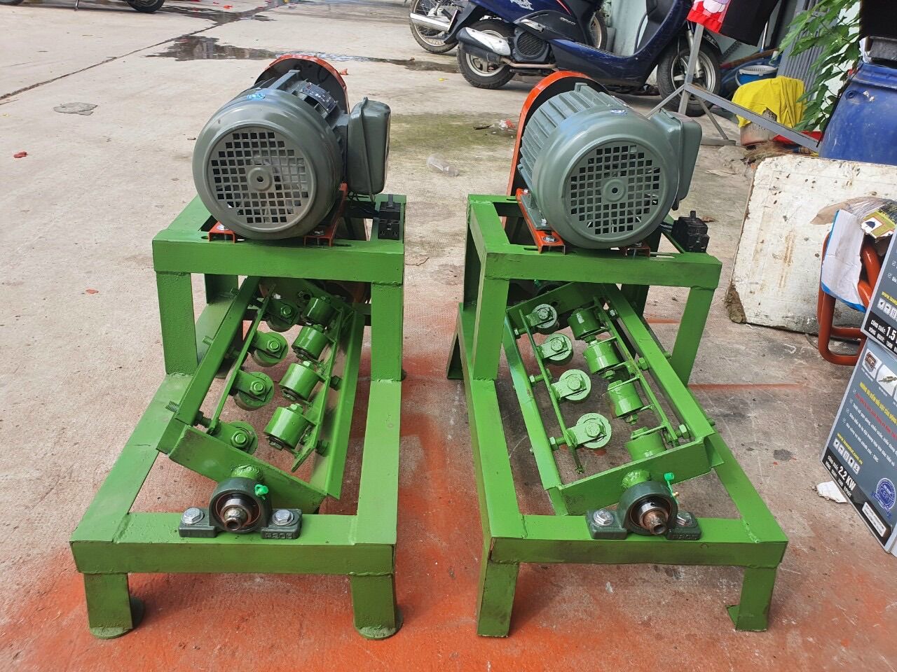 Máy duỗi sắt xây dựng ( khung v4 đã bao gồm moteur 1.5hp dây đồng - 0937.648.108)