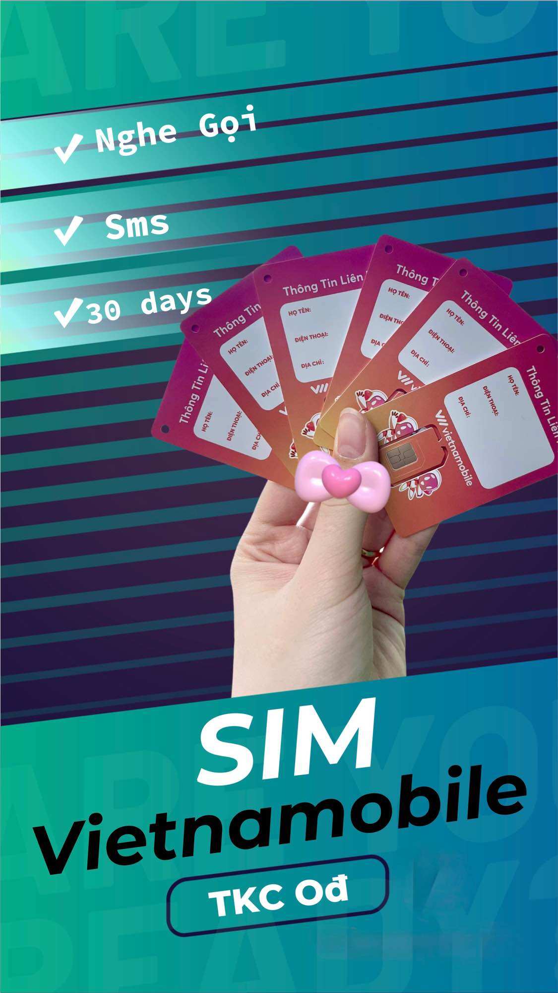 Vietnamobile Sim 2023 Valid for 1 Month - Create Accounts for Zl, Sp, Fb, Mmo, Game (No 4g)