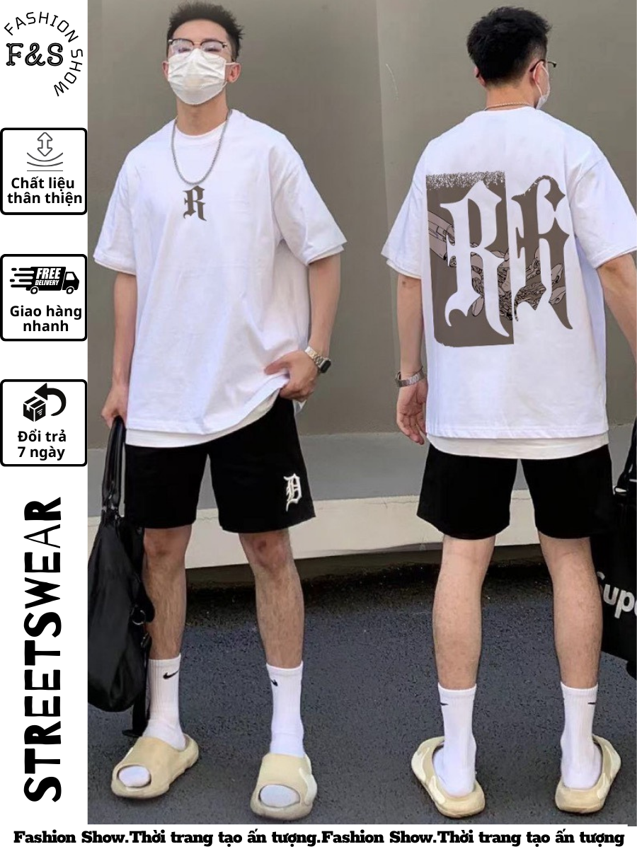 Áo thun CHỮ RR tay lỡ unisex - Áo phông F&S cho nam nữ thiết kế form rộng hottrend