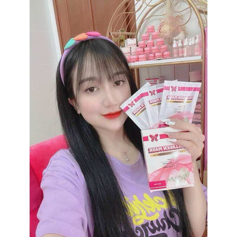 Mask ủ trắng da mặt collagen Myô hộp 3 gói 30g. Mặt nạ ủ trắng da myo.