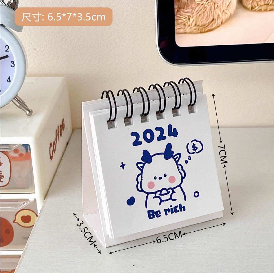 Lịch để bàn 2024 mini họa tiết dễ thương