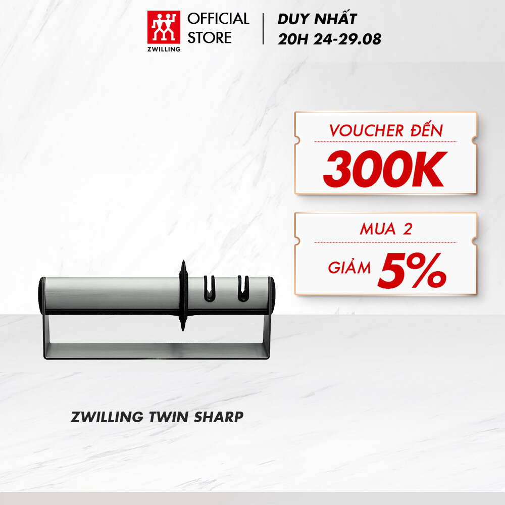 Dụng cụ mài dao 2 lưỡi zwilling twin sharp 19cm - bằng thép không gỉ và đá mài sứ
