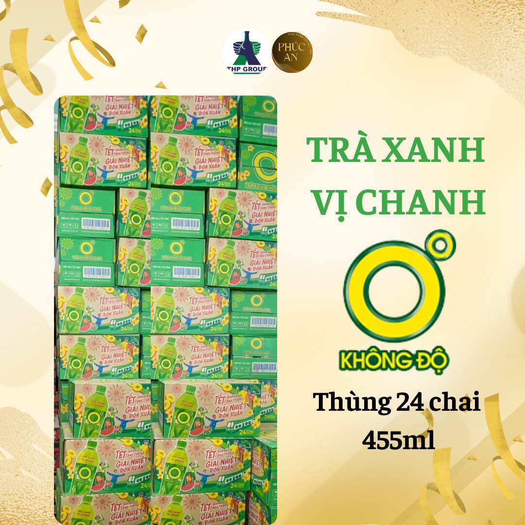 Thùng 24 chai Trà xanh 0 độ vị chanh 455ml
