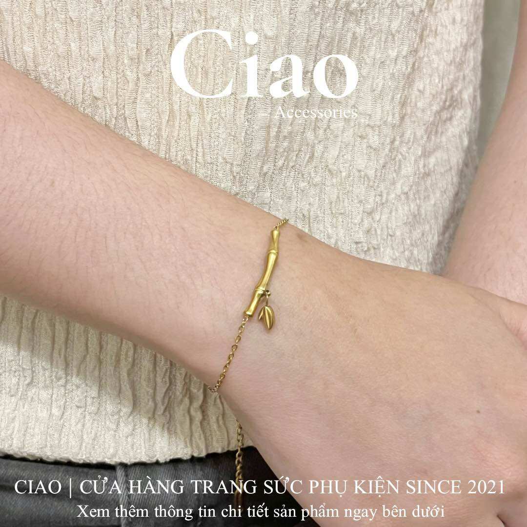 Vòng tay, lắc tay titan không gỉ thiết kế hình tre đơn giản Bamboo Ciao