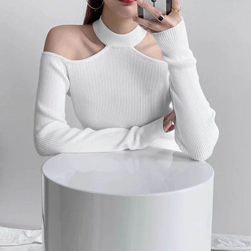 Áo Croptop yếm tay dài, dáng ôm A93