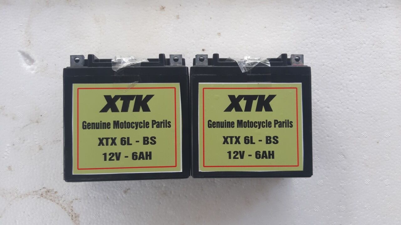 Bình điện xe máy 12v, 6A,loại cao,bình mới tồn kho,bảo hành 6 tháng.