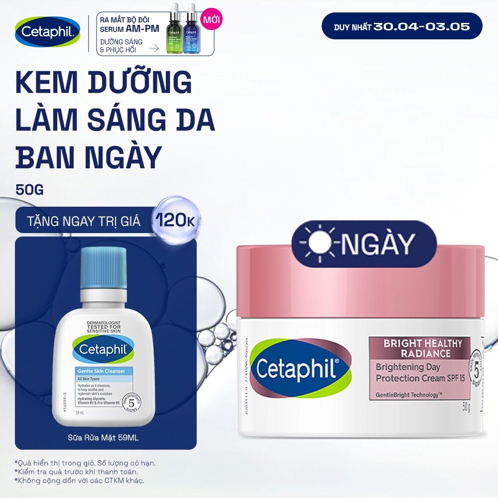Kem dưỡng ẩm làm sáng da ban ngày Cetaphil Bright Healthy Radiance Day Protection Cream SPF15 50g