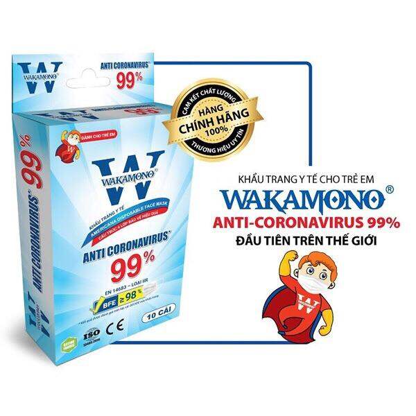 Khẩu Trang Y Tế 4 Lớp TRẺ EM WAKAMONO Diệt Virus Corona 99% (10 Cái/Hộp)