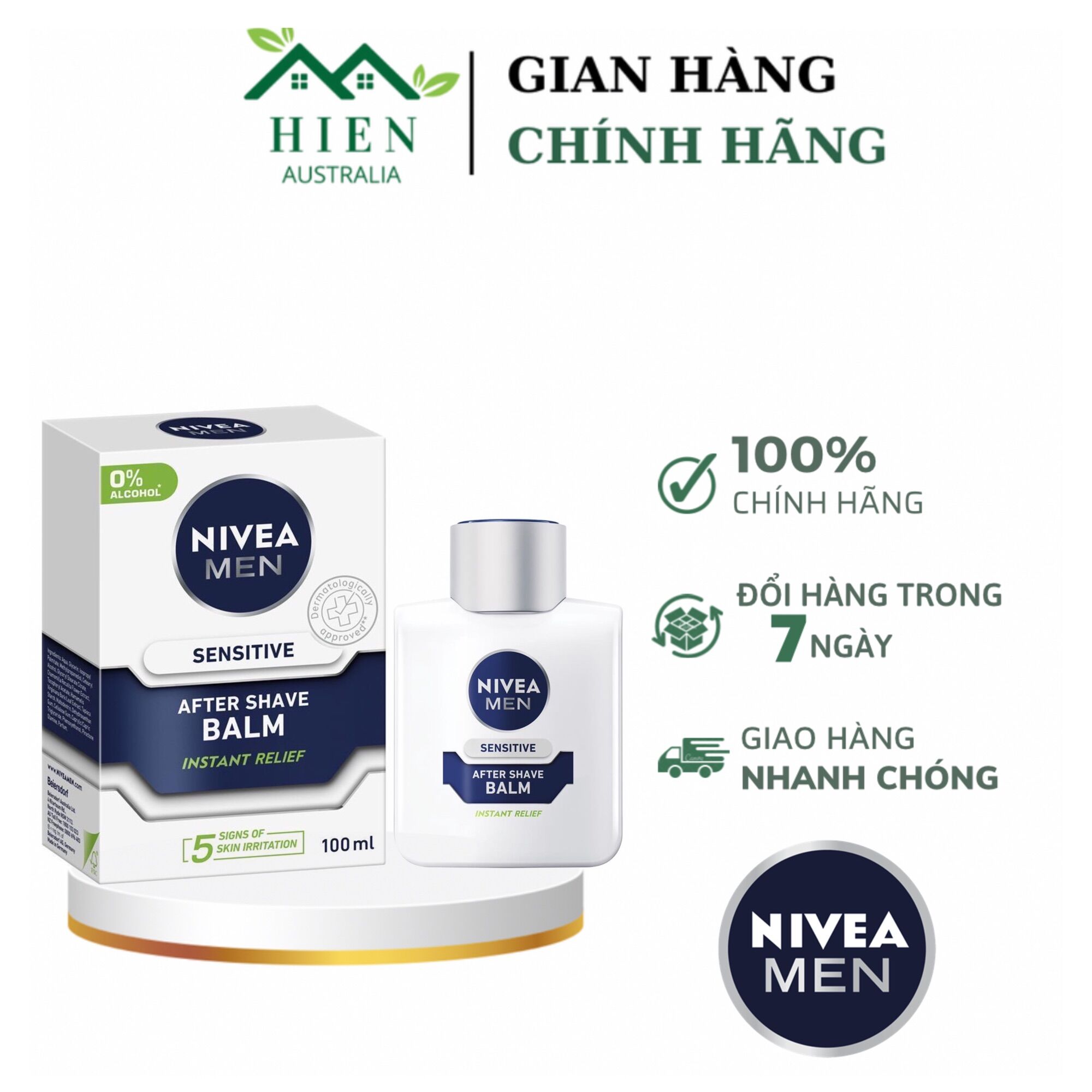 Kem dưỡng sau khi cạo râu nivea men sensitive after shave balm instant relief 100ml