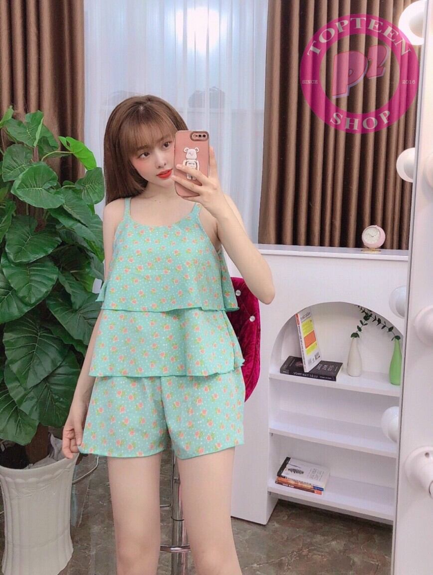 Đồ Bộ Lụa 2 Lớp Cho Nữ Mặc Nhà