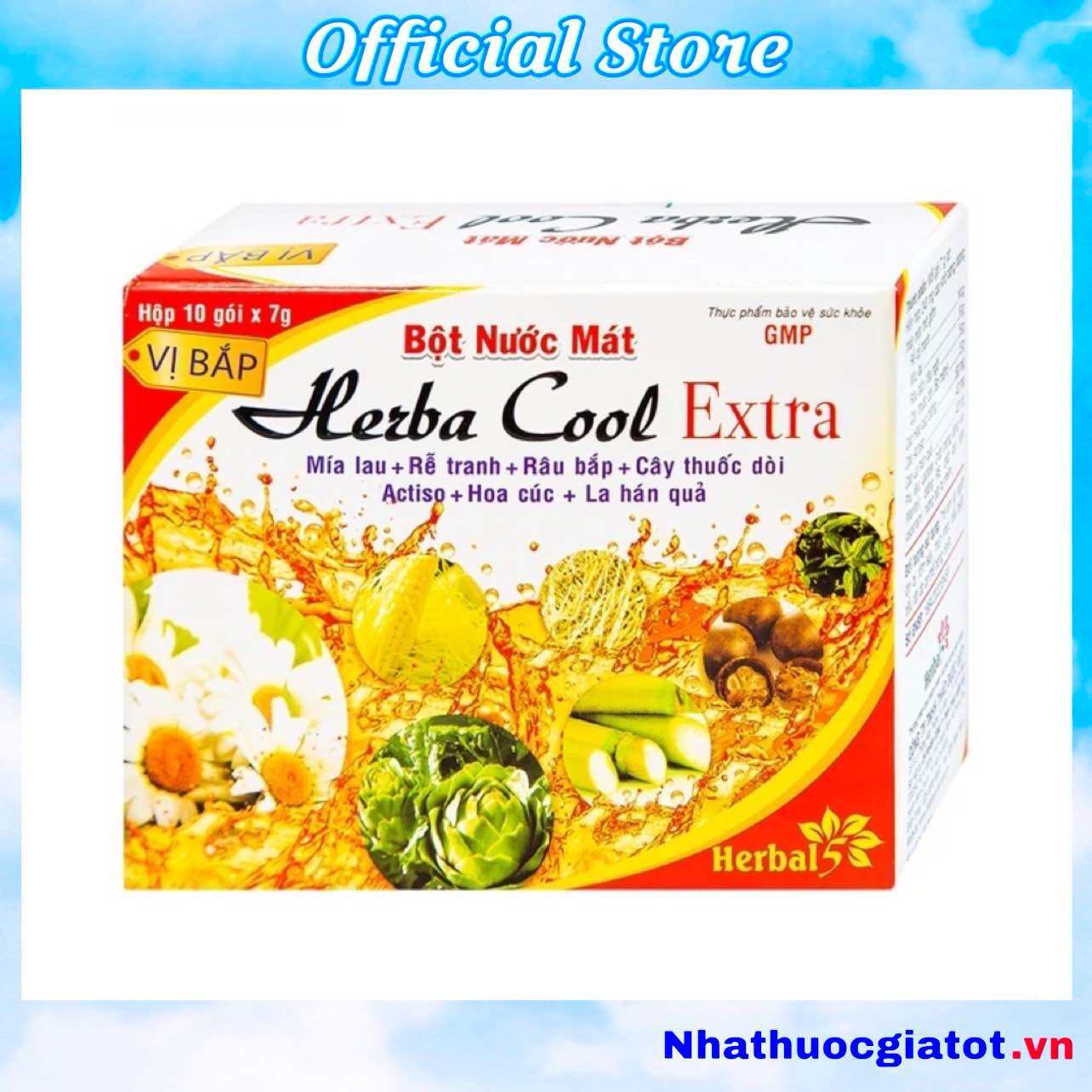 Bột Nước Mát HERBA COOL EXTRA Hỗ Trợ Thanh Nhiệt, Giải Độc, Lợi Tiểu Hộp 10 Gói