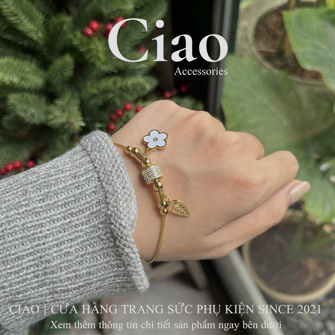 Vòng tay, lắc tay titan không gỉ đính charm đơn giản tinh tế Doris Ciao