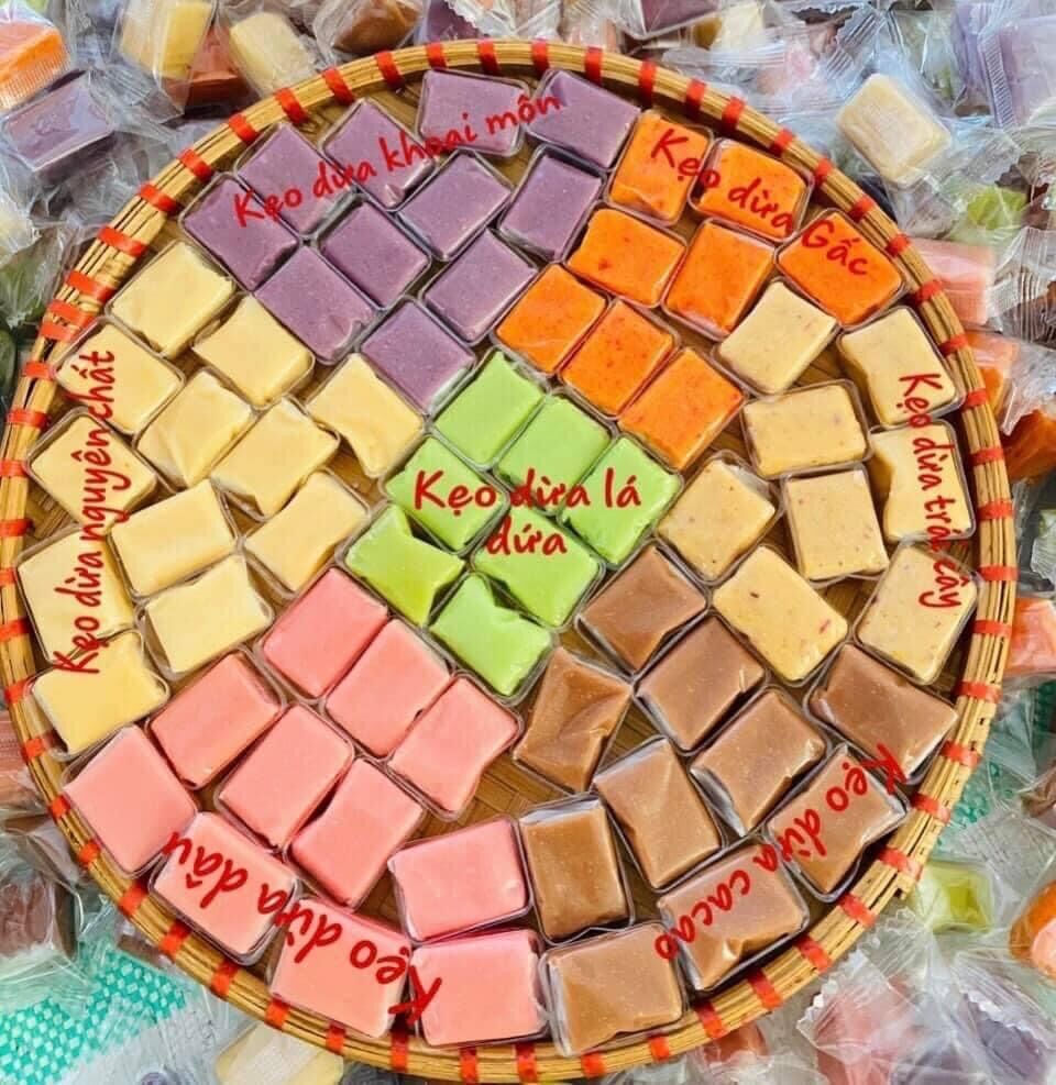 Kẹo dừa mix 7 vị - món quê hương- món ăn vặt bánh kẹo