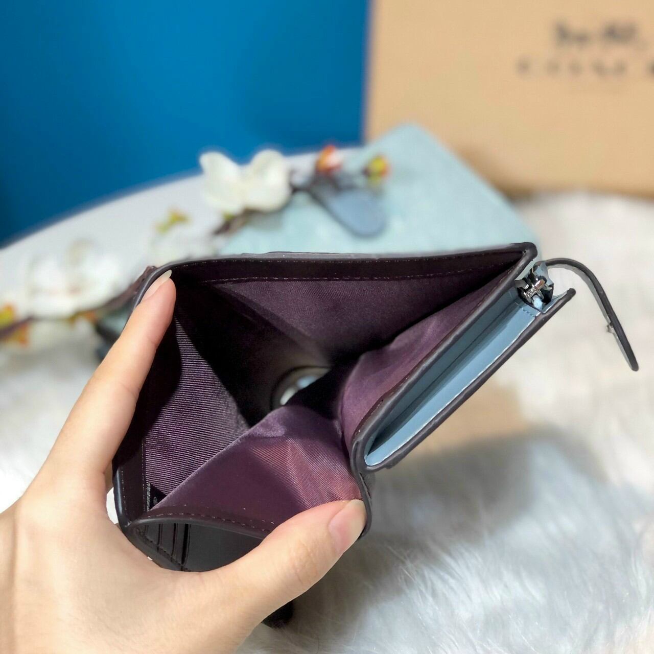 VÍ COACH GÀI MEDIUM CORNER ZIP SIÊU ĐẸP