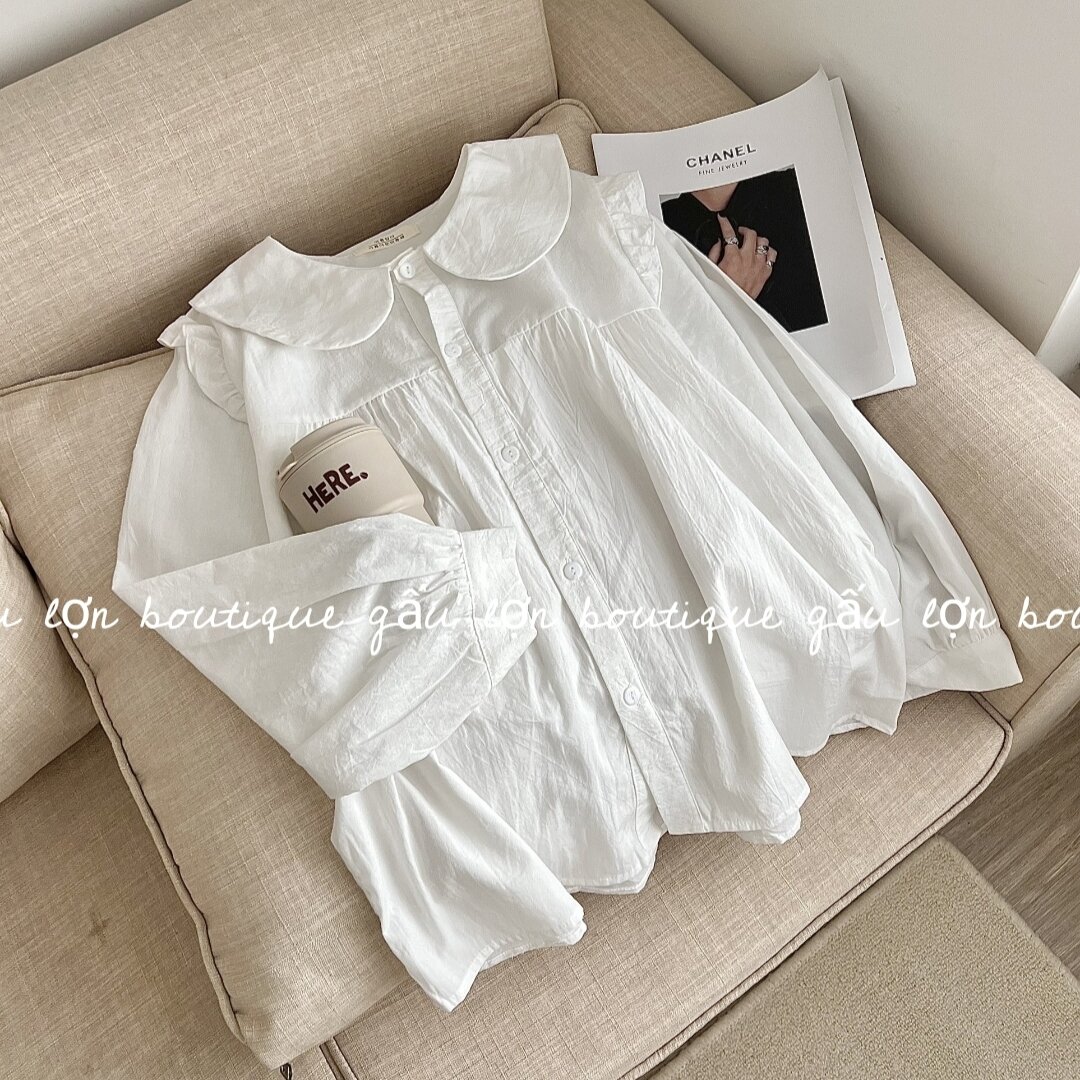 áo sơ mi kiểu bèo vai phong cách hàn quốc