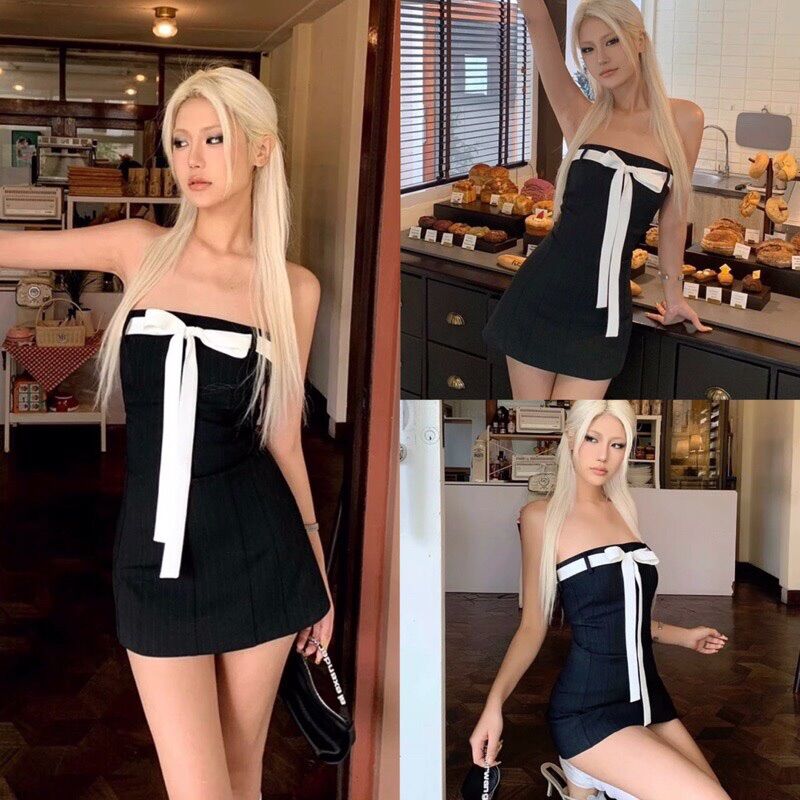 ĐẦM ỐNG ÔM BODY PHỐI NƠ TẾT HE1