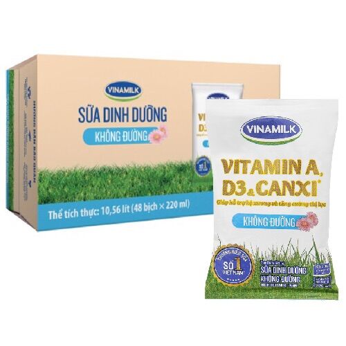 Sữa Tươi Vinamilk bịch 220ml ( Thùng 48 Bịch ) (FREESHIP)