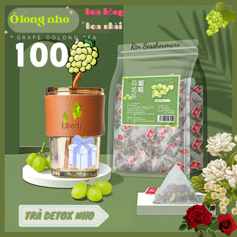Trà detox nho ôlong hoa hồng & hoa nhài thanh lọc cơ thể