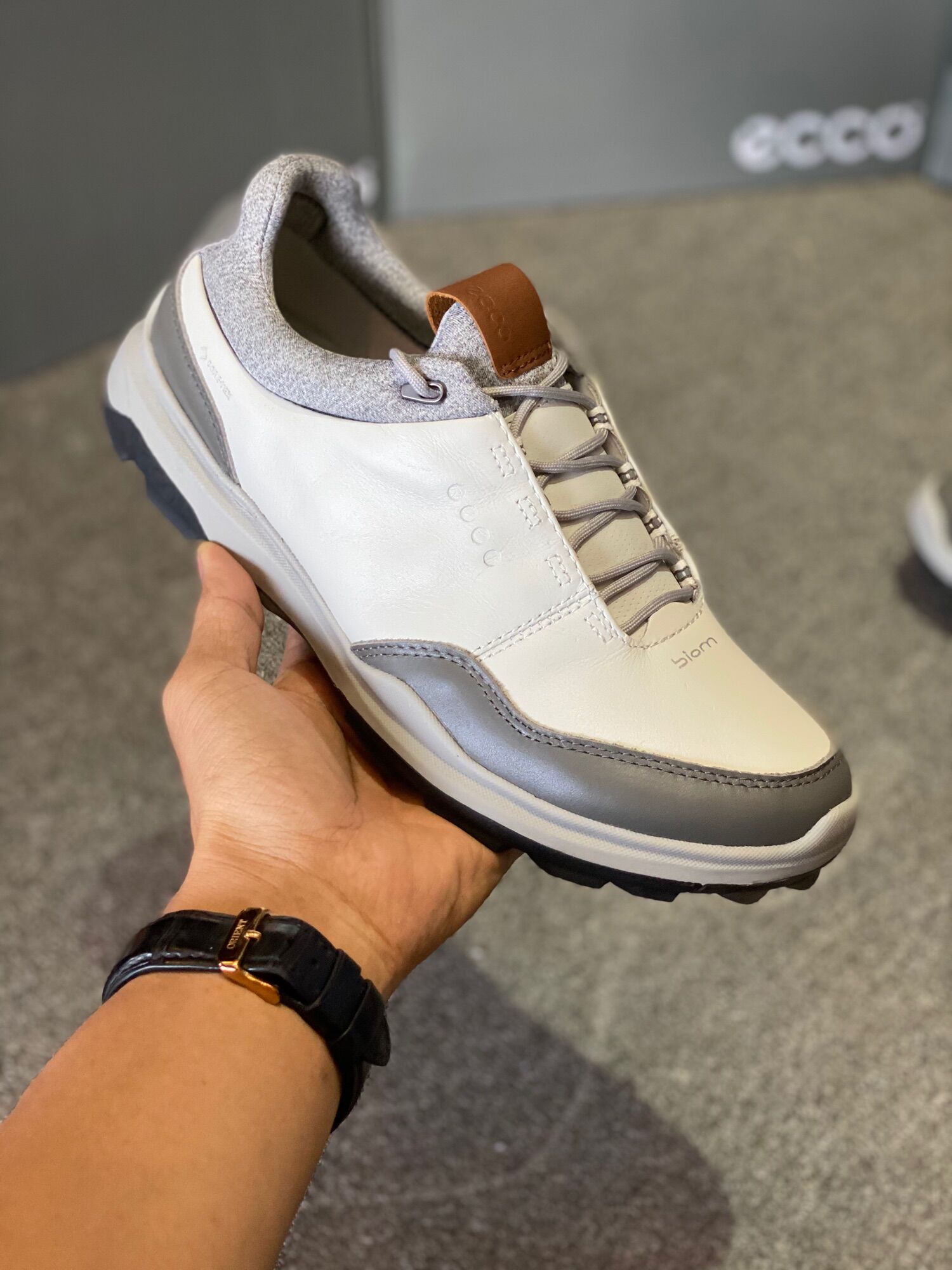Giày Golf Nam Ecco M Golf Biom Hybrid 3-White/Grey