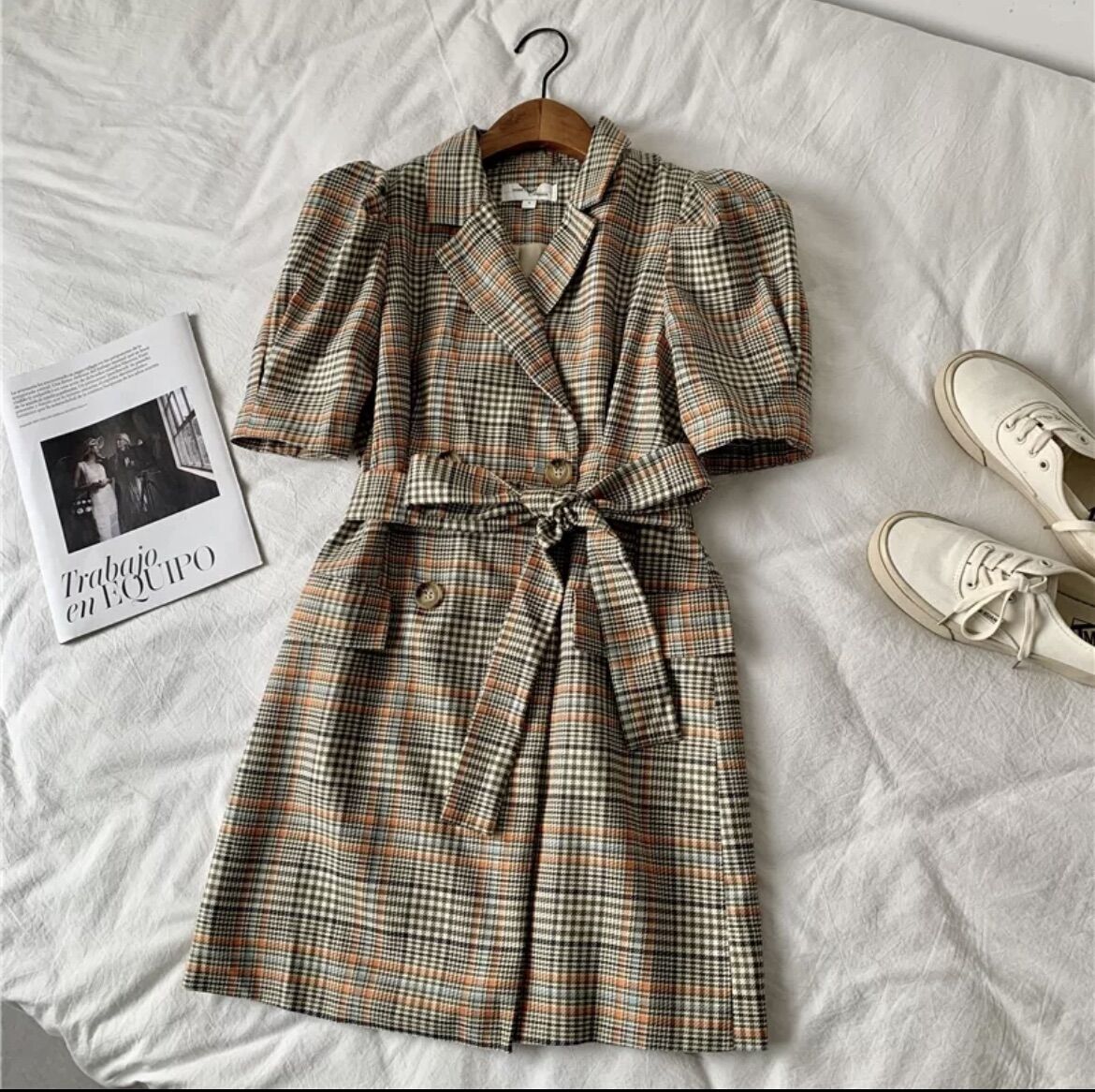 VERO MODA váy kẻ cổ sơ mi size M