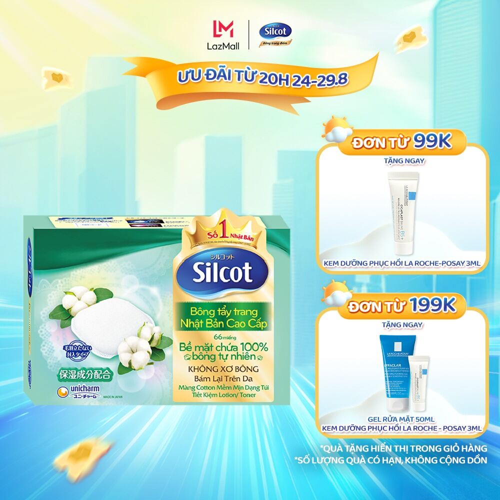 Bông tẩy trang Silcot Premium hộp 66 miếng