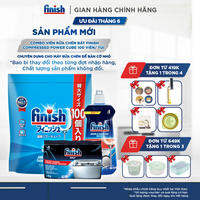 Combo Finish: Viên Rửa Chén Finish Nhật Bản Power Cube 100 Viên + Nước làm bóng Finish 500ml + Muối rửa chén 1kg