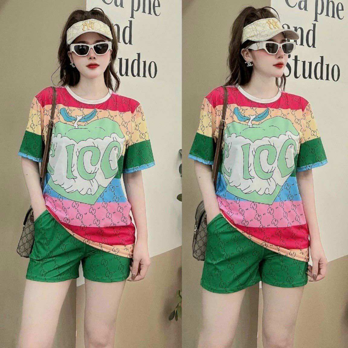 Bộ short cotton lạnh phối 3d cao cấp