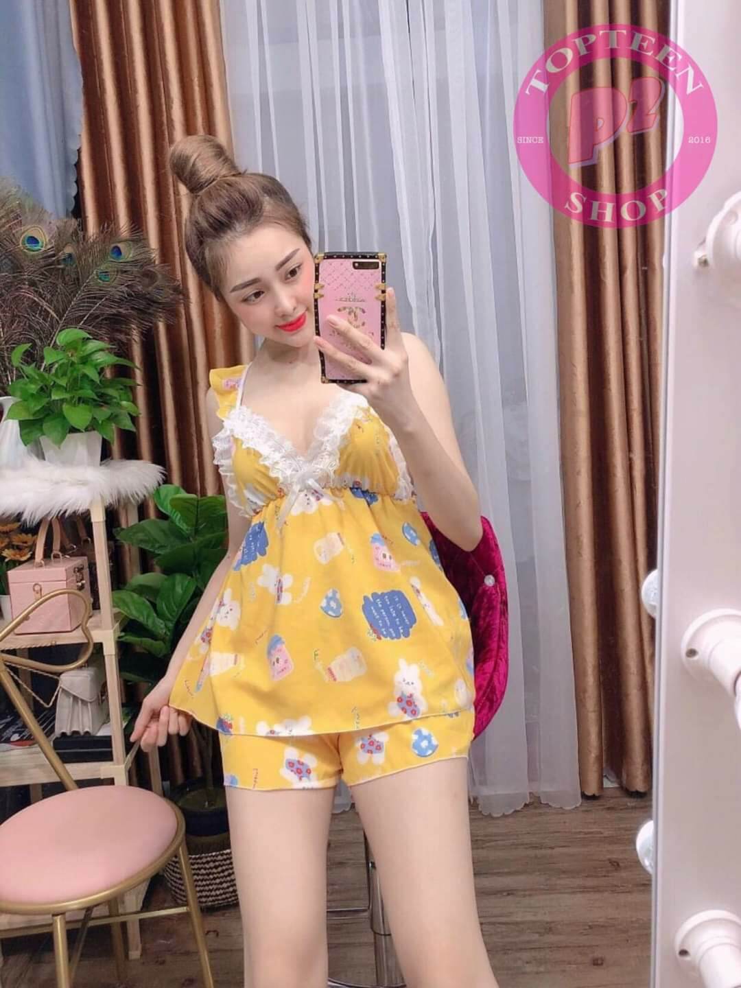 [HCM]Đồ bộ ngắn mặc nhà cho nữ kate lụa hàn châu - M04