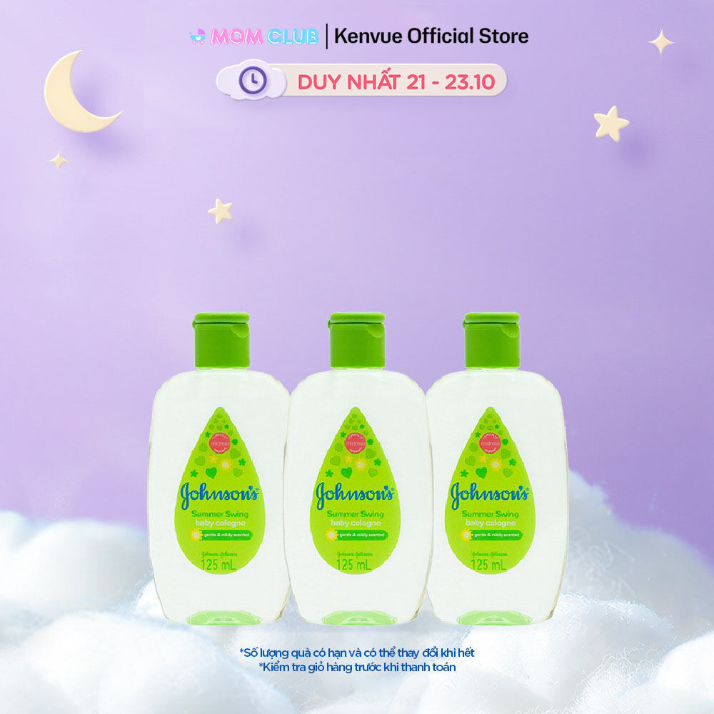 Combo 3 Chai Nước Hoa Cho Bé Johnson's Baby Cologne Hương Ngày Hè Summer Swing Baby Cologne 125ml